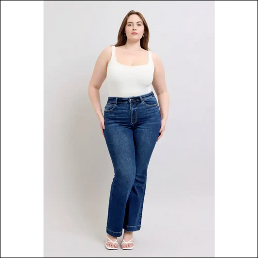 Flare it Up: Judy Blue High Rise Jeans for Friendship Goals! 😄👖 - Dark / 0(24) - on Sale Worldwide Shipping