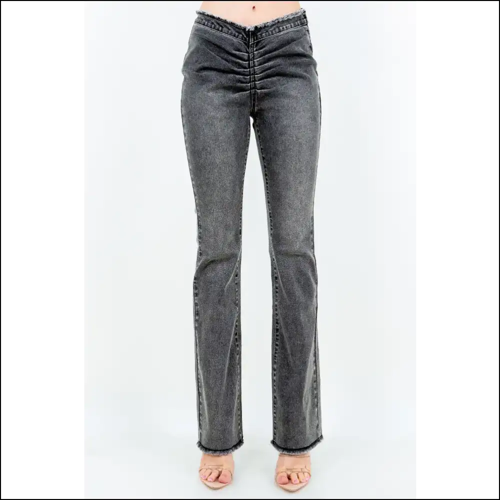 Flare Pants that Ruched my Heart: Needful Things Got me Feeling Stylish Af! 💃✨ - Black / m - Jeans on Sale Worldwide Shipping