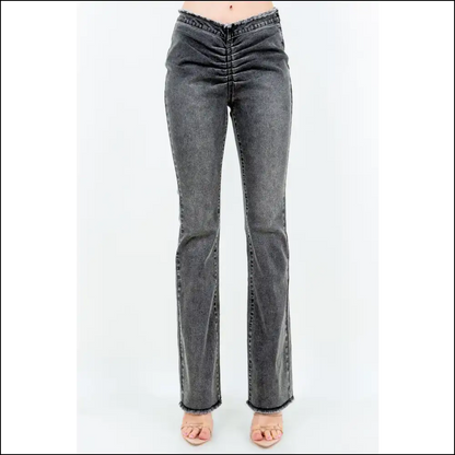 Flare Pants that Ruched my Heart: Needful Things Got me Feeling Stylish Af! 💃✨ - Black / m - Jeans on Sale Worldwide Shipping