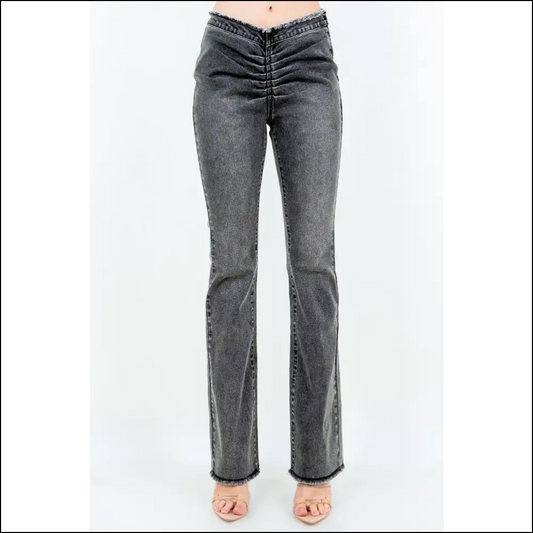 Flare Pants that Ruched my Heart: Needful Things Got me Feeling Stylish Af! 💃✨ - Black / m - Jeans on Sale Worldwide Shipping