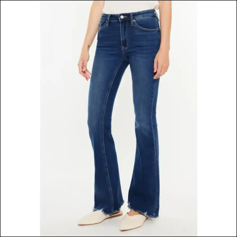Flare Up in Fabulousness with Kancan’s Whiskers Raw Hem Jeans 🐱✨ - Dark / 3(25) - on Sale Worldwide Shipping