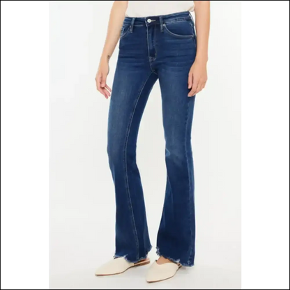 Flare Up in Fabulousness with Kancan’s Whiskers Raw Hem Jeans 🐱✨ - Dark / 3(25) - on Sale Worldwide Shipping