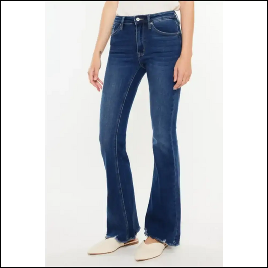 Flare Up in Fabulousness with Kancan’s Whiskers Raw Hem Jeans 🐱✨ - Dark / 3(25) - on Sale Worldwide Shipping