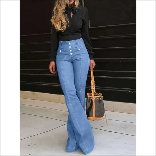 Flare Up your Confidence: High Waist Jeans for Queens 👑💥 - Light Blue / s - on Sale Worldwide Shipping