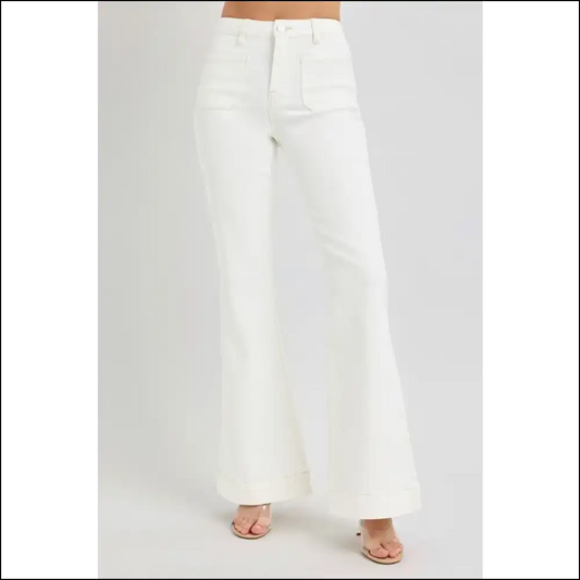 Flare Up your Life with Needful Things High Rise Patch Pocket Jeans! 💃✨ - Cream / 15(32) - Jeans on Sale Worldwide Shipping