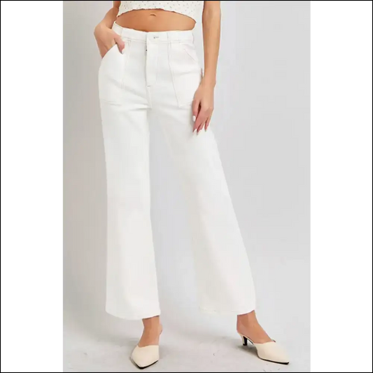 Flare Up your Life with Risen High Rise Ankle Jeans from Needful Things 😏✨ - Cream / 11(30) - on Sale Worldwide Shipping