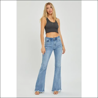 Flare Up your Style: Risen High Rise for Fashionable Misfits 😜✨ - Jeans on Sale Worldwide Shipping