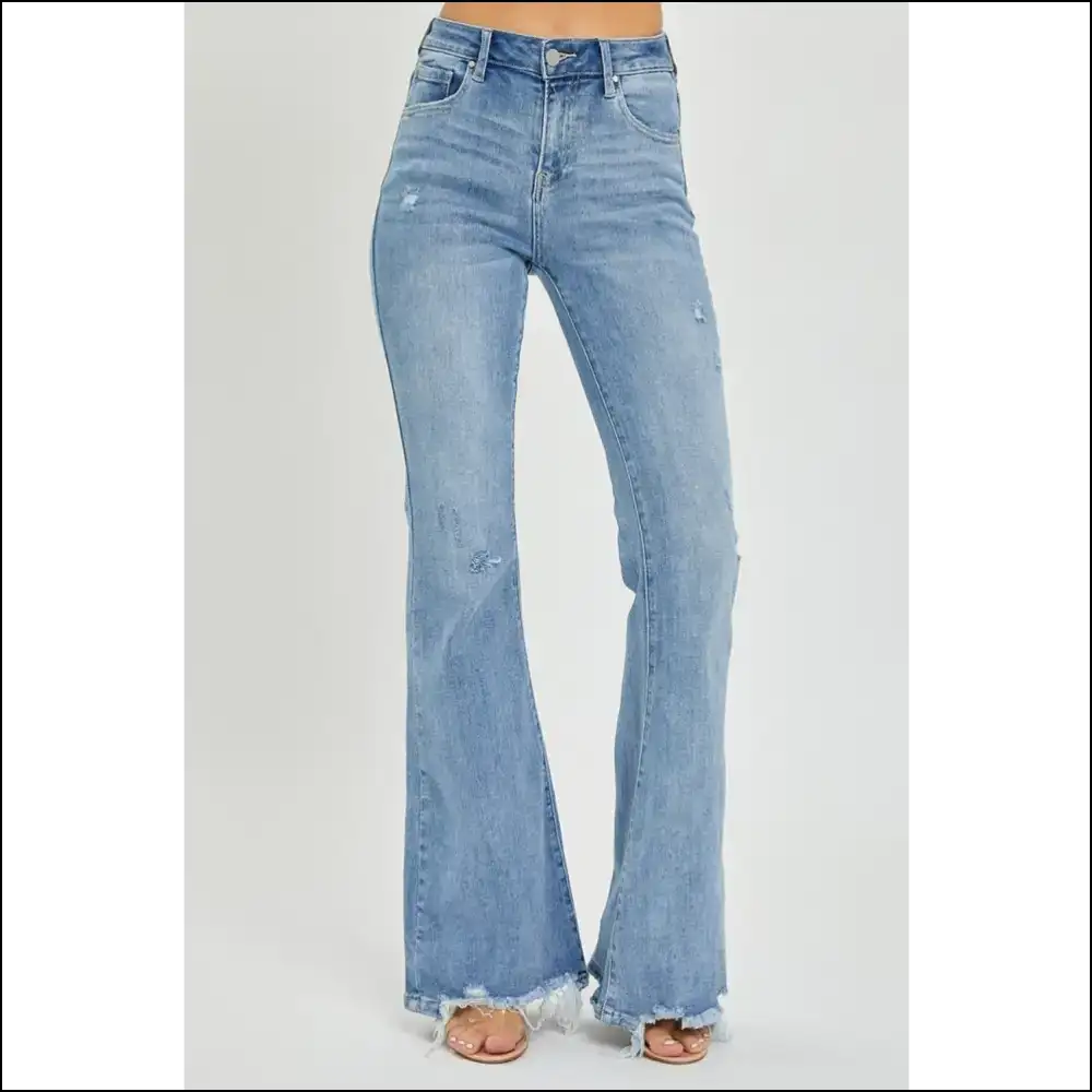 Flare Up your Style: Risen High Rise for Fashionable Misfits 😜✨ - Light Blue / 15(32) - Jeans on Sale Worldwide Shipping