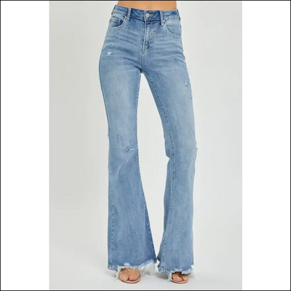 Flare Up your Style: Risen High Rise for Fashionable Misfits 😜✨ - Light Blue / 15(32) - Jeans on Sale Worldwide Shipping