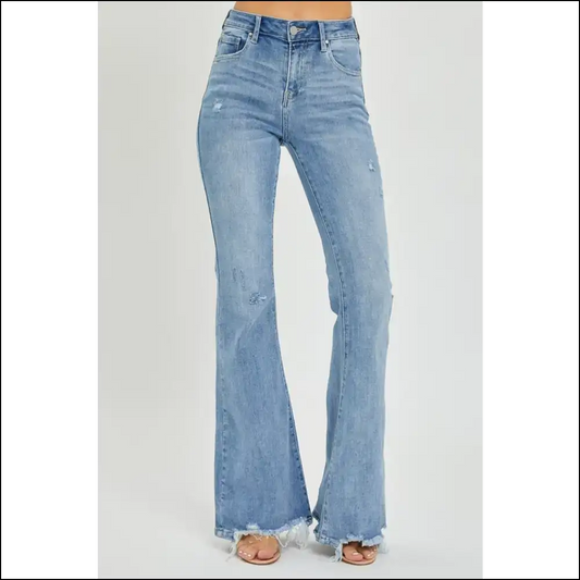 Flare Up your Style: Risen High Rise for Fashionable Misfits 😜✨ - Light Blue / 15(32) - Jeans on Sale Worldwide Shipping