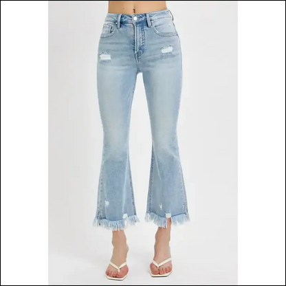 Flare Up your Style with Needful Things Distressed Cropped Jeans 🎉 - on Sale Worldwide Shipping