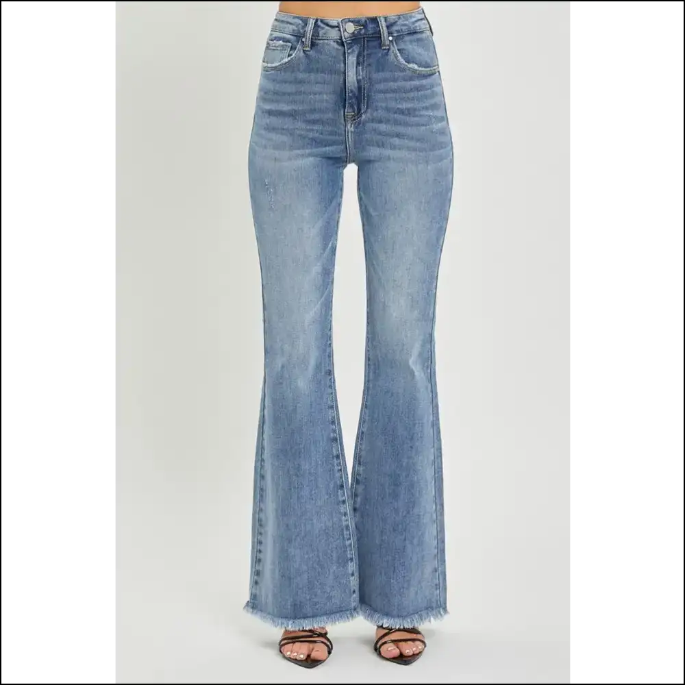 Flare Up your Style with Needful Things High Waist Raw Hem Jeans 💃✨ - on Sale Worldwide Shipping