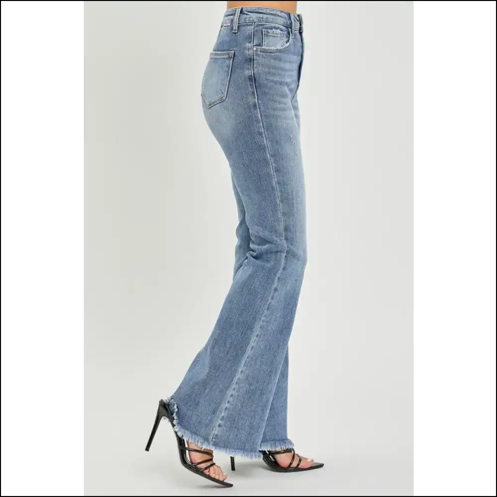 Flare Up your Style with Needful Things High Waist Raw Hem Jeans 💃✨ - on Sale Worldwide Shipping