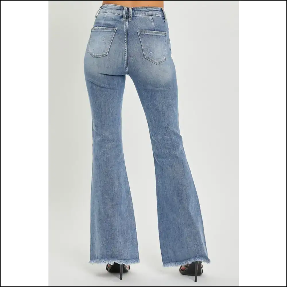 Flare Up your Style with Needful Things High Waist Raw Hem Jeans 💃✨ - on Sale Worldwide Shipping