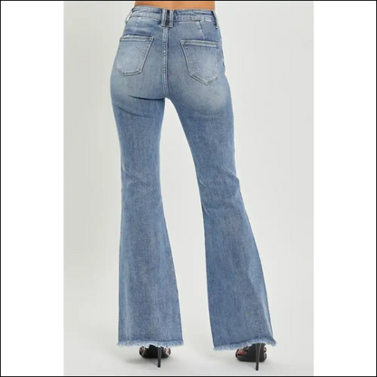 Flare Up your Style with Needful Things High Waist Raw Hem Jeans 💃✨ - on Sale Worldwide Shipping