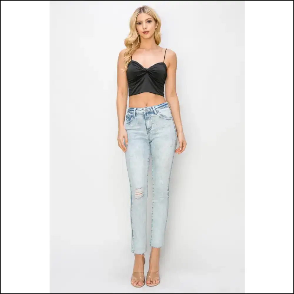 Flaunt your Curves with Risen High Rise Distressed Jeans – Look Fab Feel Bad! 😏 - on Sale Worldwide Shipping
