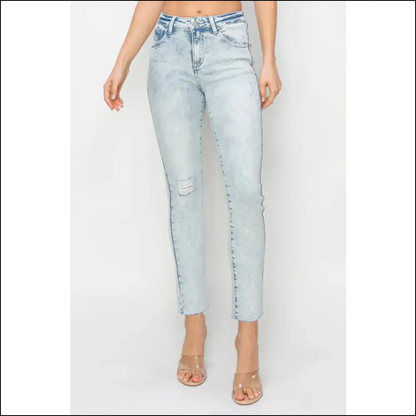 Flaunt your Curves with Risen High Rise Distressed Jeans – Look Fab Feel Bad! 😏 - on Sale Worldwide Shipping