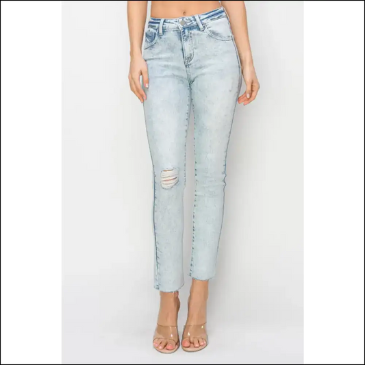 Flaunt your Curves with Risen High Rise Distressed Jeans – Look Fab Feel Bad! 😏 - Light / 3xl - on Sale Worldwide Shipping