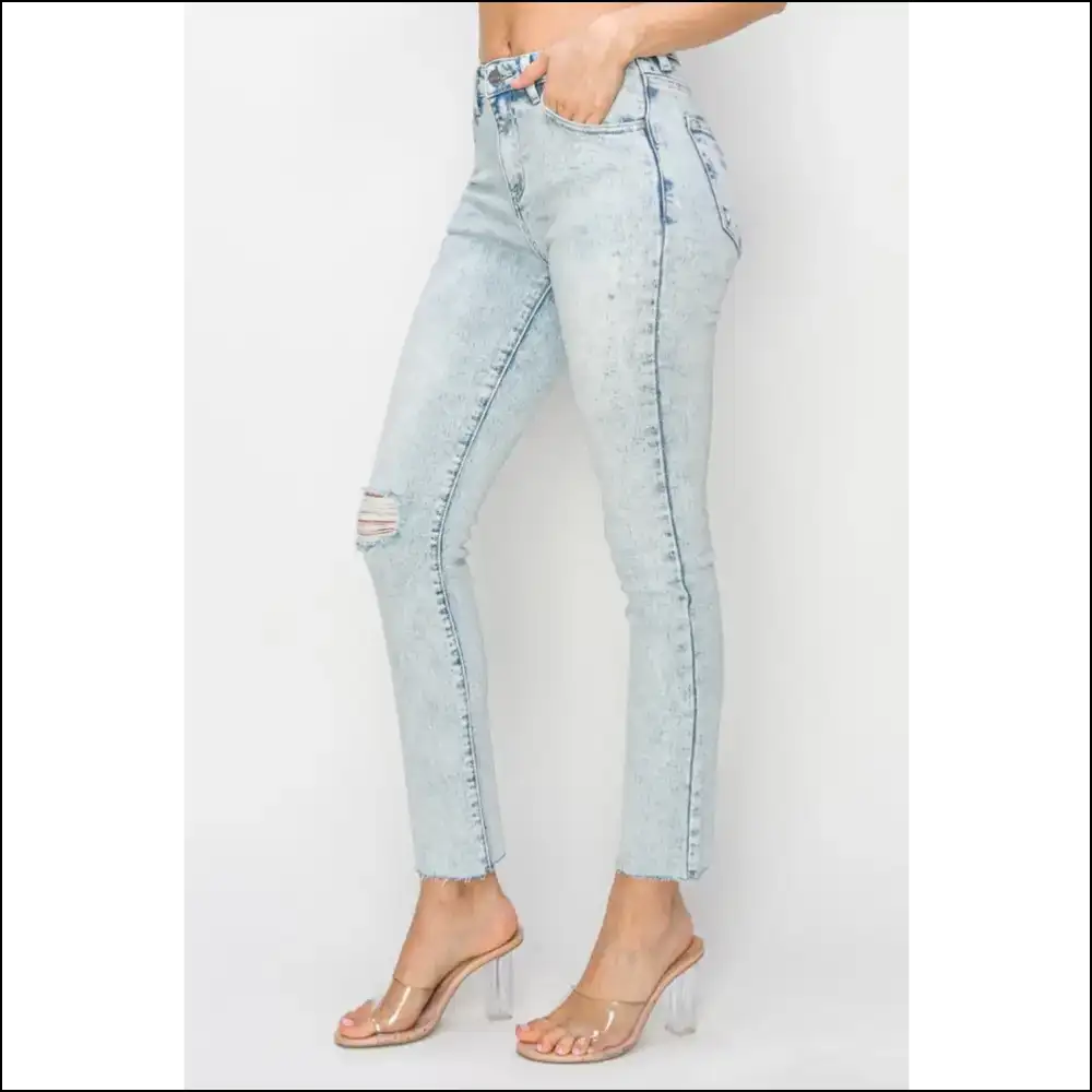 Flaunt your Curves with Risen High Rise Distressed Jeans – Look Fab Feel Bad! 😏 - on Sale Worldwide Shipping