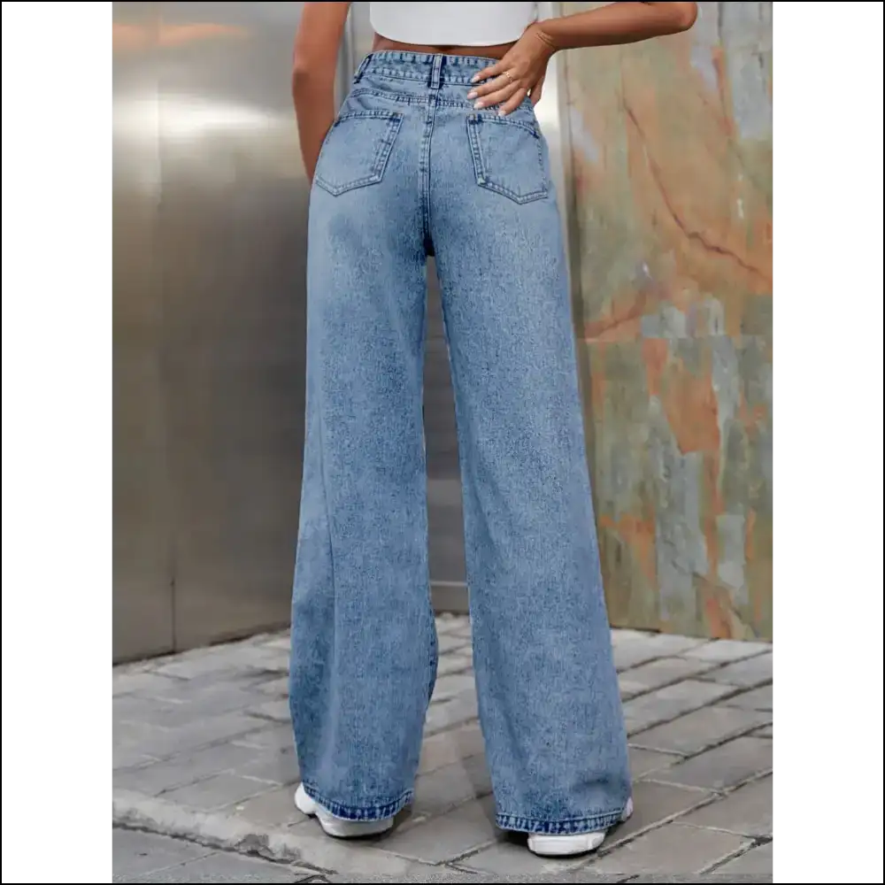 Flaunt your Fabulous Self in Chic Distressed Wide Leg Jeans at Needful Things! 😎✨ - on Sale Worldwide Shipping