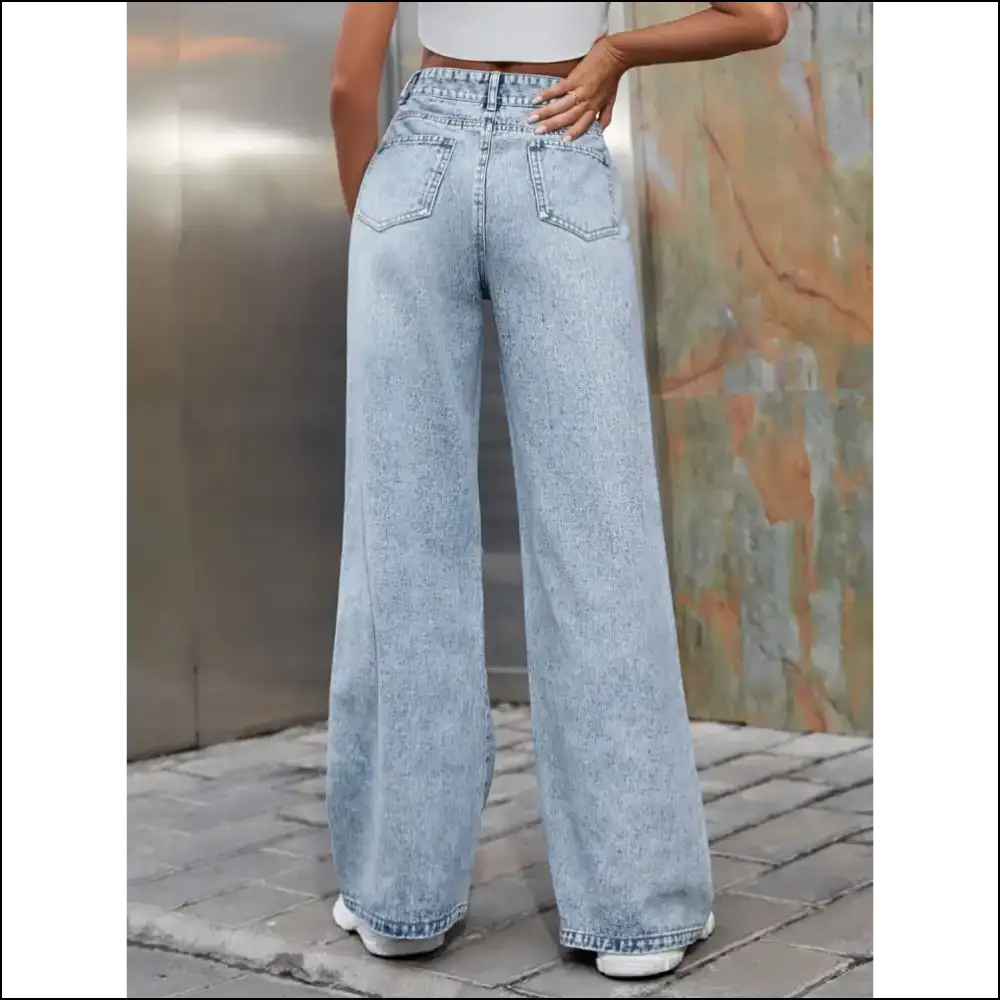 Flaunt your Fabulous Self in Chic Distressed Wide Leg Jeans at Needful Things! 😎✨ - on Sale Worldwide Shipping