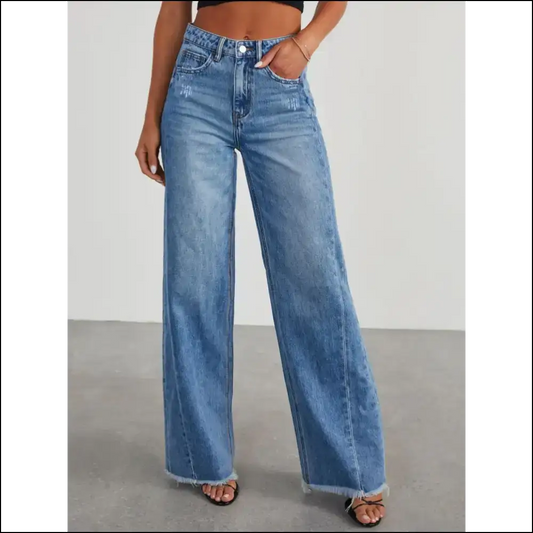 Flaunt your Flaws with Needful Things’ Raw Hem Wide Leg Jeanie Magic! 😂👖 - Medium / l - Jeans on Sale Worldwide Shipping