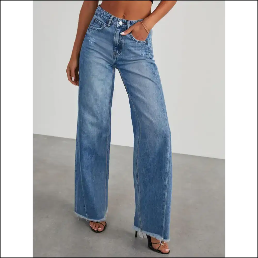 Flaunt your Flaws with Needful Things’ Raw Hem Wide Leg Jeanie Magic! 😂👖 - Jeans on Sale Worldwide Shipping