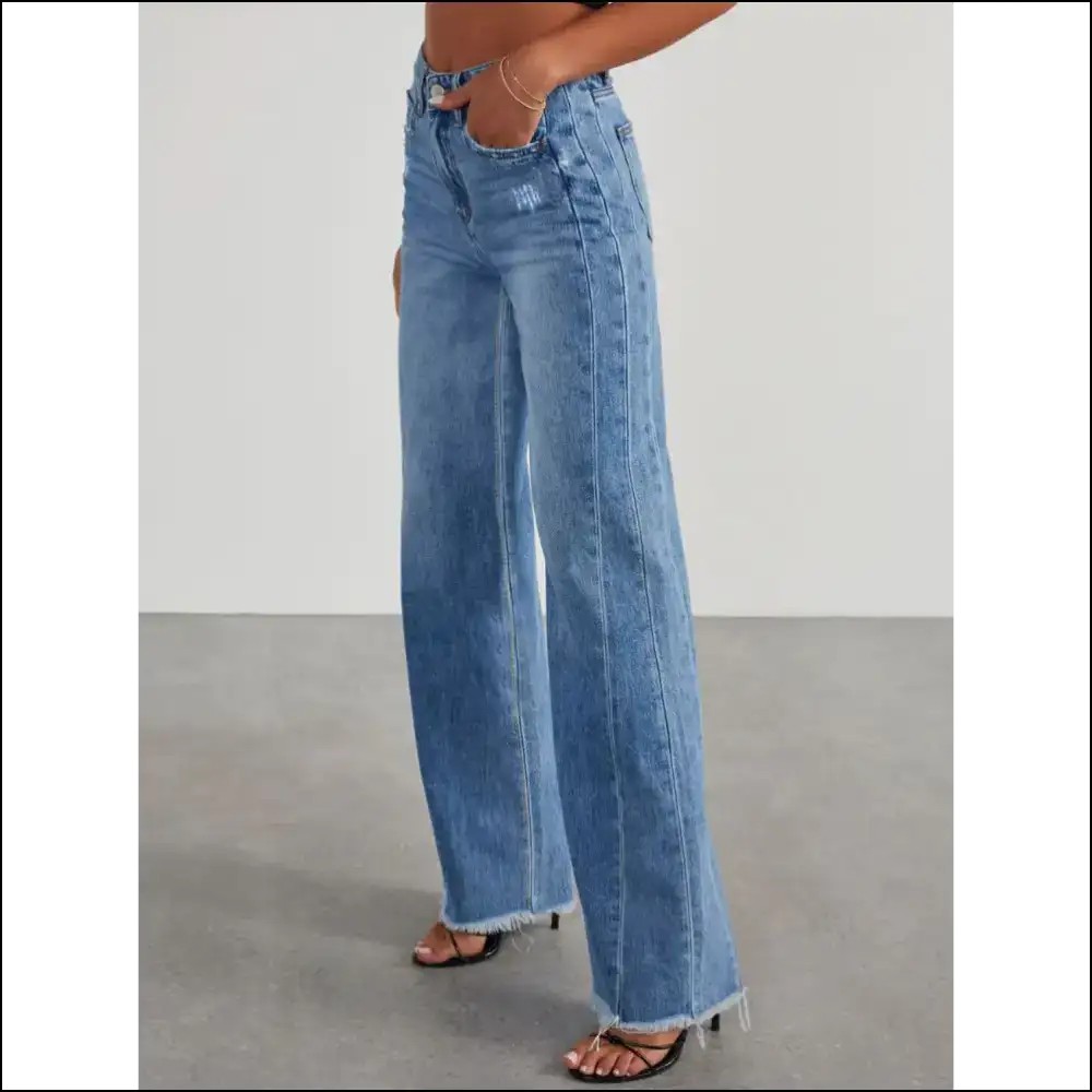 Flaunt your Flaws with Needful Things’ Raw Hem Wide Leg Jeanie Magic! 😂👖 - Jeans on Sale Worldwide Shipping