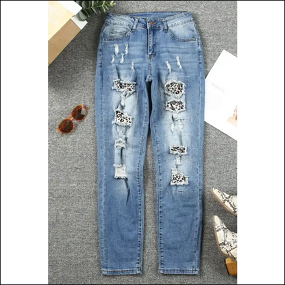 Flaunt your Inner Wild Child in Leopard Distressed Pocketed Jeans 🐆💥 - on Sale Worldwide Shipping