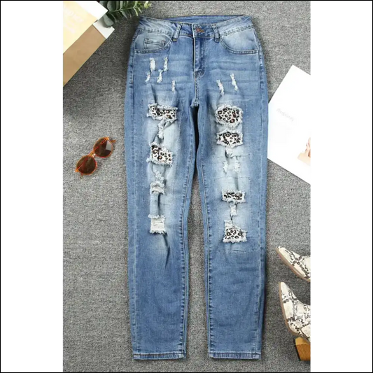 Flaunt your Inner Wild Child in Leopard Distressed Pocketed Jeans 🐆💥 - on Sale Worldwide Shipping