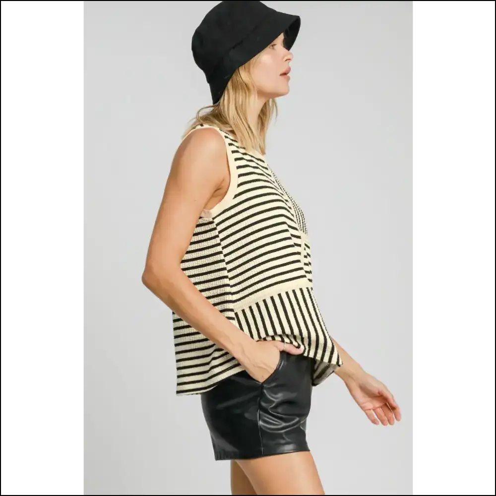Flirt with Fashion: Umgee Textured Striped Tank Because Boring Sucks! 😜 - Tops on Sale Worldwide Shipping