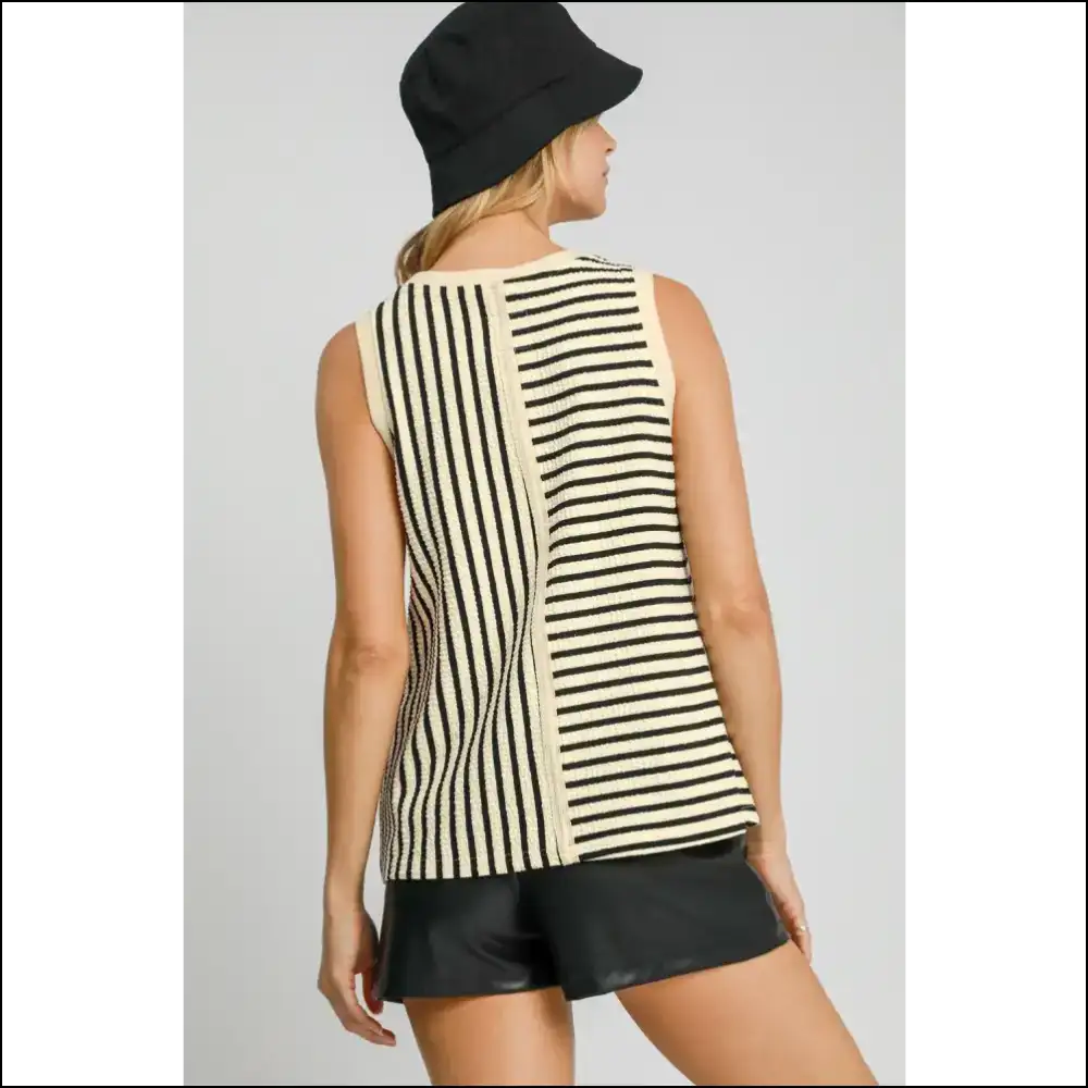 Flirt with Fashion: Umgee Textured Striped Tank Because Boring Sucks! 😜 - Tops on Sale Worldwide Shipping
