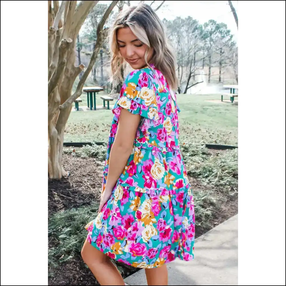 Flirty Green Floral Dress: I’m a Plant! 🪴 Needful Things - Short Dresses on Sale Worldwide Shipping