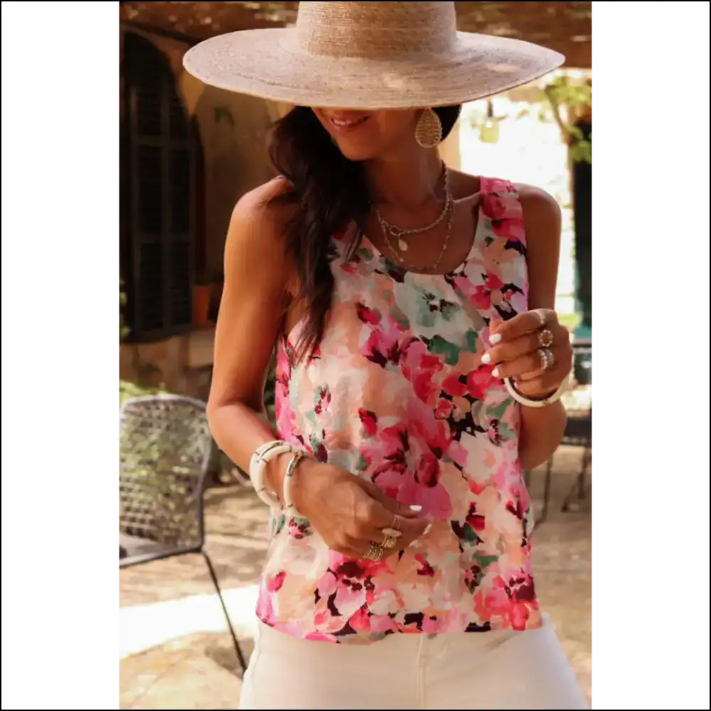 Flirty Pink Floral Backless Tank: Warning May Cause Whiplash! Needful Things 😉 - Tank Tops on Sale Worldwide Shipping