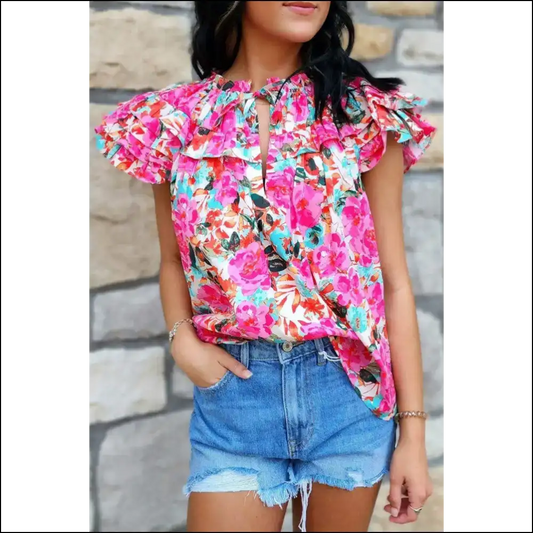 Flirty Rose Ruffle: Petal to the Metal 🌹 Needful Things - s - Blouses on Sale Worldwide Shipping