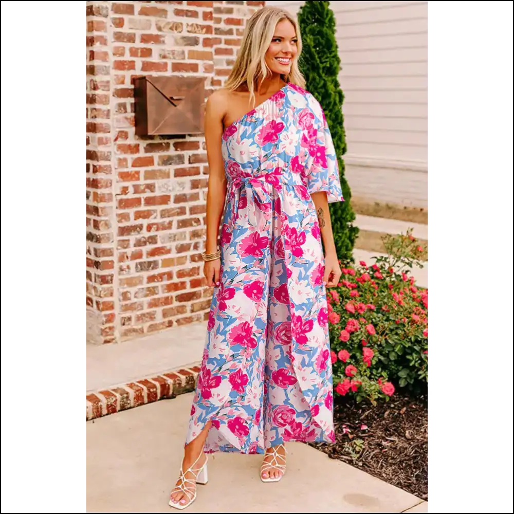 Floral Asymmetrical Jumpsuit: one Shoulder to Rule them All! 🌸 Needful Things - Jumpsuits & Rompers on Sale Worldwide Shipping