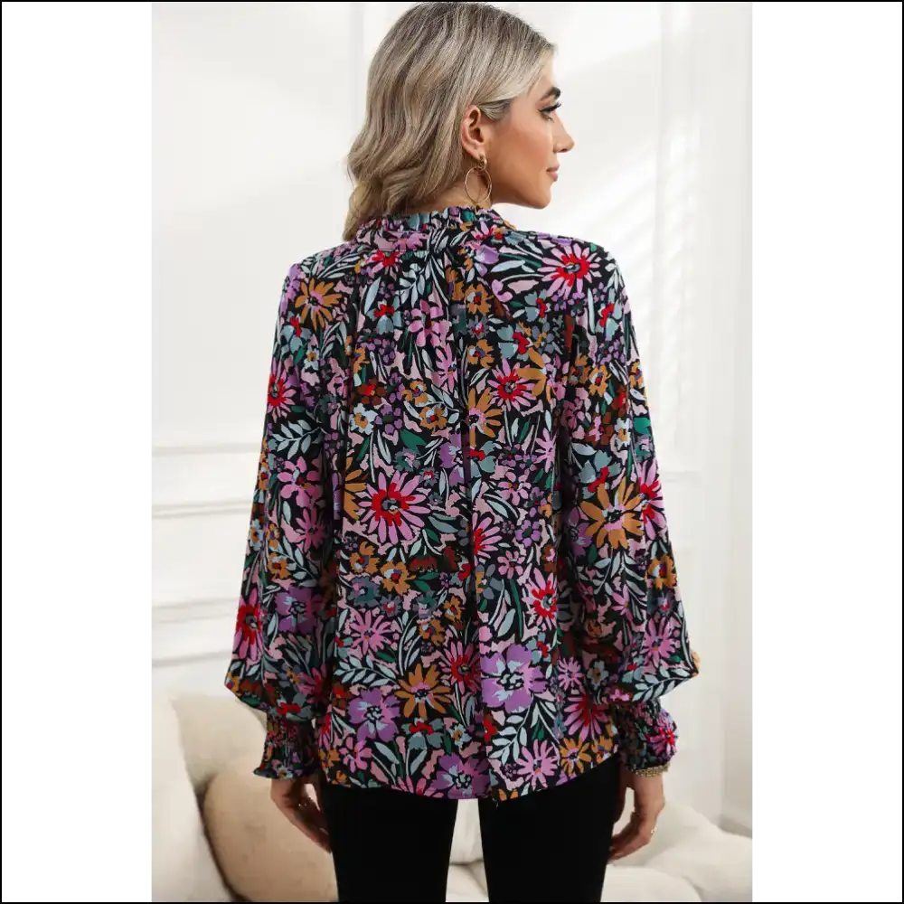 Floral Boho Tie v Neck: so Fabulous it Hurts Needful Things 🌺 - Blouses on Sale Worldwide Shipping