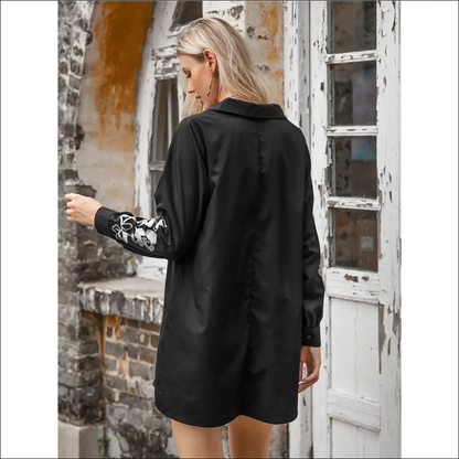 Floral Collared Neck Long Sleeve Dress - Dresses on Sale Worldwide Shipping
