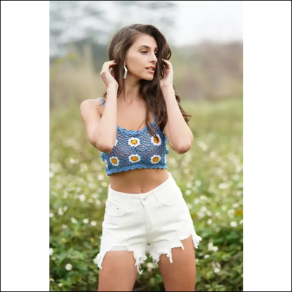 Floral Crochet Cropped Cami - Embrace your Inner Goddess - Light / s - Tank Tops on Sale Worldwide Shipping