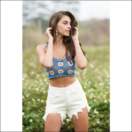 Floral Crochet Cropped Cami - Embrace your Inner Goddess - Light / s - Tank Tops on Sale Worldwide Shipping