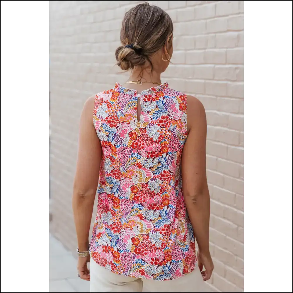 Floral Fantasy Sleeveless Casual Shirt: Arms out Blooms Out! 🌸 Needful Things - Shirts Tank Tops on Sale Worldwide Shipping