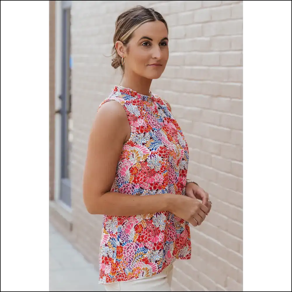 Floral Fantasy Sleeveless Casual Shirt: Arms out Blooms Out! 🌸 Needful Things - Shirts Tank Tops on Sale Worldwide Shipping