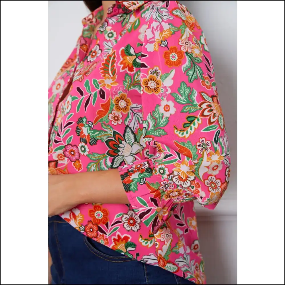 Floral Flounce Sleeve Button-up Shirt - Blouses on Sale Worldwide Shipping