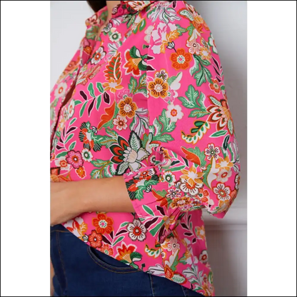 Floral Flounce Sleeve Button-up Shirt - Blouses on Sale Worldwide Shipping