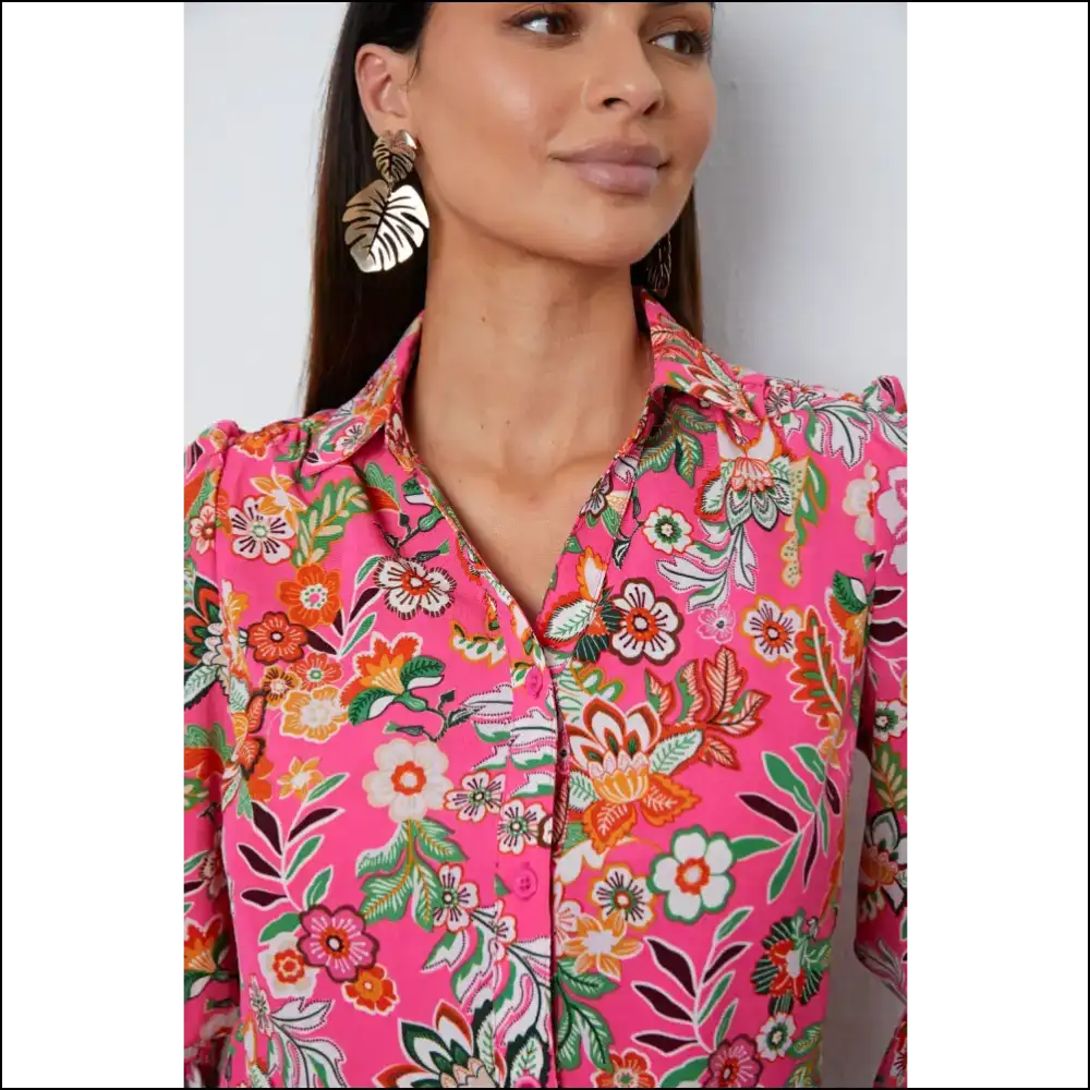 Floral Flounce Sleeve Button-up Shirt - Blouses on Sale Worldwide Shipping