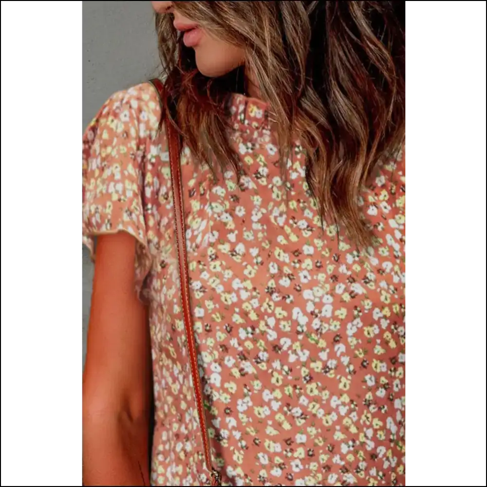 Floral Flutter Sleeve Frill Trim Blouse - Blouses on Sale Worldwide Shipping