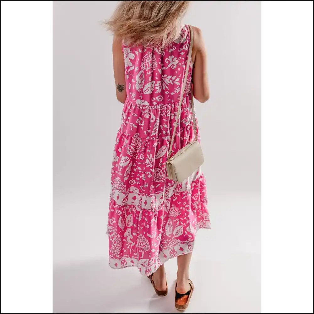 Floral Frenzy: Chic Rose Neck Midi Dress! Dresses on Sale Worldwide Shipping
