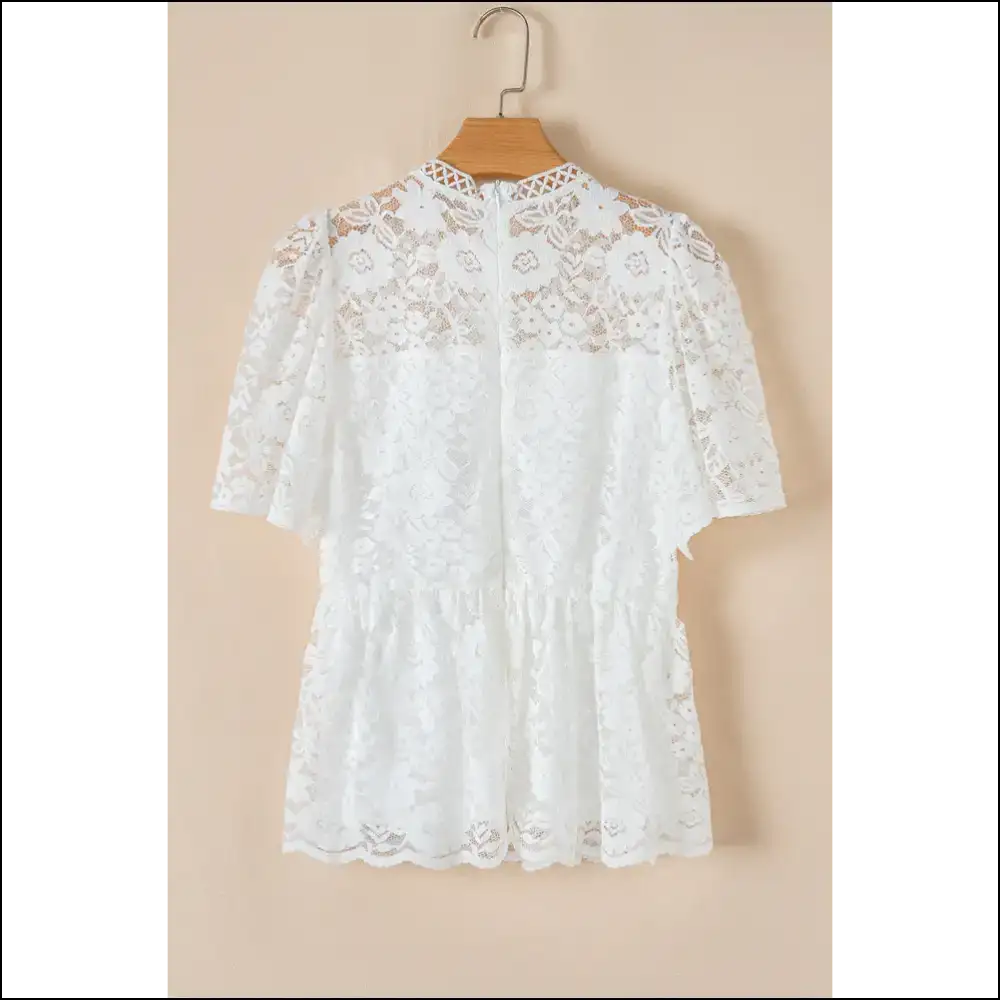 Floral Lace Peplum Blouse so Fancy it Should Pay Rent - Blouses on Sale Worldwide Shipping