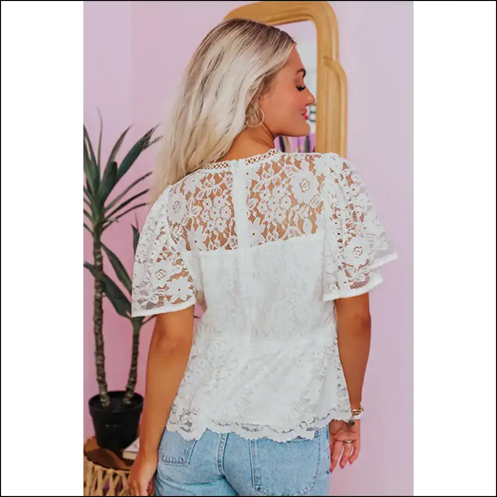 Floral Lace Peplum Blouse so Fancy it Should Pay Rent - Blouses on Sale Worldwide Shipping