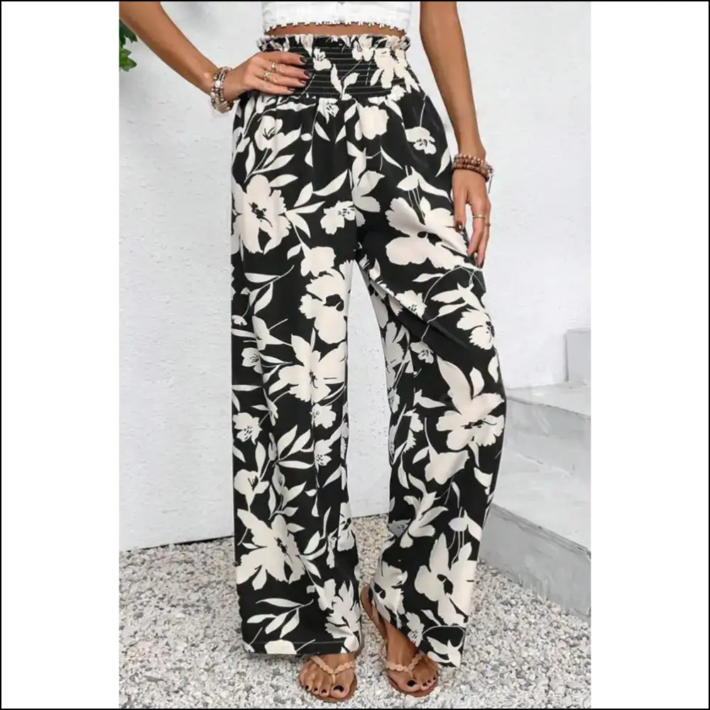 Floral Pants: so Comfy You’ll Forget You’re Wearing Clothes. Smocked Frill Waist Magic! - Pants on Sale Worldwide Shipping